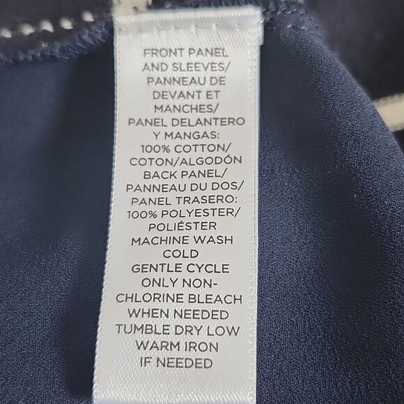 5/$55 Ann Taylor LOFT Long Sleeved Navy Blue & White Striped Tunic Top, M - Picture 5 of 6